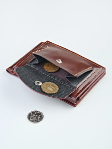 YK Зажим для денег с монетницей на кнопке "T-120"