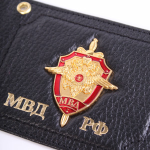 Обложка на удостоверение МВД гербом (матовая) 